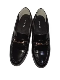 厚底　ローファー　ブラック　ゴールドビット金具　レディース　オールシーズン　軽量