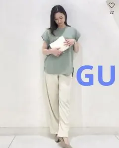 GU　ドライフレンチスリーブチュニック　ミントグリーン　サイズL