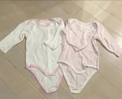 2枚セット サイズ80 長袖ボディスーツ 長袖　ロンパース　白　ピンク
