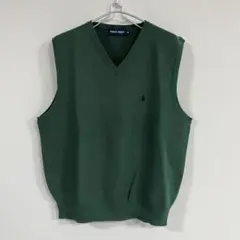 美品☆ ラルフローレン POLO GOLF メンズ LL ベスト グリーン