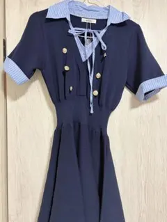 NICE CLAUP ネイビー ミニワンピース 半袖