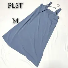 プラステ 【M】 ワンピース ひざ丈 ノースリーブ サロペットスカート 無地