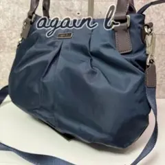 agnes b. VOYAGE 2way ショルダーバッグ ナイロン 紺色