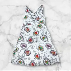 総柄デザインワンピーススカートチチカカ刺繍チュニックレイヤード白ホワイト古着