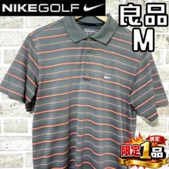 【早い者勝ち✨】ナイキゴルフ メンズ 半袖 ポロシャツ M ボーダー グレー系