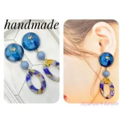 (639)樹脂ポストピアスのみ マーブル柄 レジン ピアス