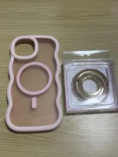 PHONEAR MagSafe対応なみなみマットケースピンク マグネットリング付