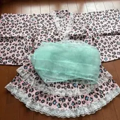 Wa fume レオパード柄 浴衣 120 ヒョウ柄　セパレート　レース