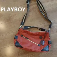 プレイボーイ ショルダーバッグ ナイロン オレンジ 茶色 機能的 バッグ 美品