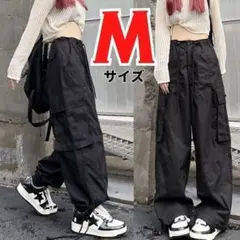 カーゴパンツ レディース ワイドパンツ ダンス衣装 韓国 黒 M