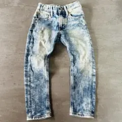 H&M 110cm デニム ジーンズ ウエスト調節ゴムあり ケミカルウォッシュ