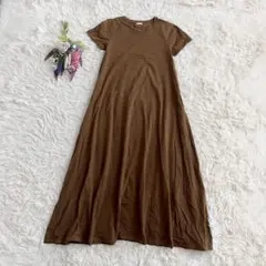 『GALERIE VIE』マキシ丈半袖ワンピース　Aライン　フレア　綿100%