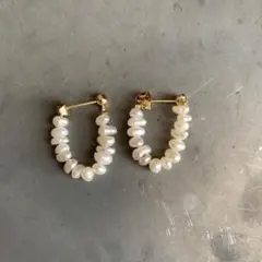 淡水パール　フープピアス