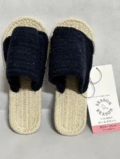 新品　インド綿ルームサンダル・前あきネイビー 23〜25c…のサムネイル