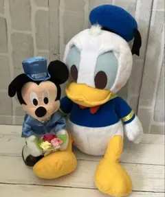 ディズニー2体セット^ ^ ブルーの花束タキシード ミッキー &ドナルドダック