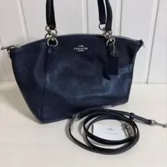 coach コーチ　ショルダーバッグ　ハンドバッグ　ブルー　青　シルバーロゴ