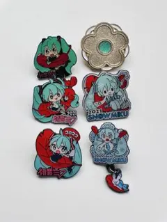 初音ミク 雪ミク ピンバッジ 5個セット マジカルミライ 赤い羽根募金