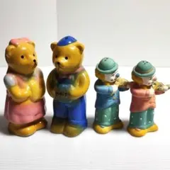 ソルト&ペッパー クマ＆ピエロ 4点セット 陶器 レトロ 【匿名配送・送料無料】