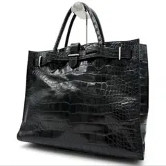 極美品 FURLA フルラ クロコ型押し トートバッグ ハンドバッグ