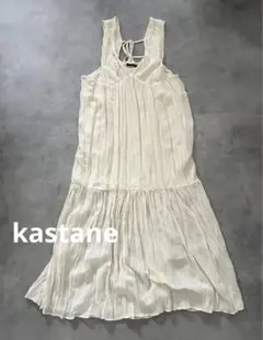 kastane ワッシャーシフォン無地ノースリワンピース アイボリー