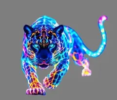 ネオンカラー ヒョウ グラフィックアート　ステッカー　15cm