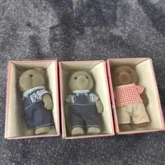 廃盤初期版(昭和)シルバニアファミリー クマのお父さんぬいぐるみセット