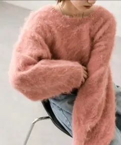 mystic ウールシャギーショートニット ピンク