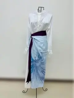 【一点物】鳳凰柄 二部式着物リメイク セットアップ 和洋折衷コーデ ※着画有り