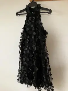 SHEINブラックホルターネックフラワーモチーフドレスZARA H&Mパーティ
