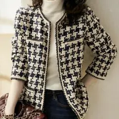 極美品❤️shenhaifushi 千鳥柄ノーカラーツイードジャケット セレモニー
