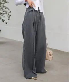 ワイドデニムパンツ 丈短め