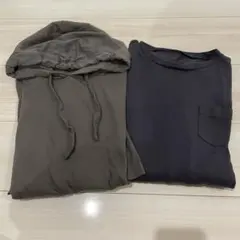 西松屋　マタニティワンピース　2着セット　部屋着　授乳服　カーキー　チャコールのサムネイル