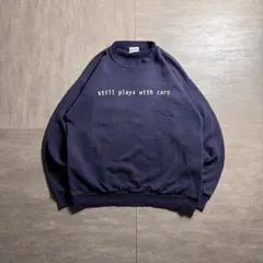 【90's】USA製　SANTEE ネイビー　メッセージプリントスウェット　L