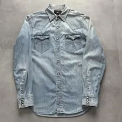 RRL【M】デニムウエスタンシャツ ヴィンテージ加工 メダリオンステッチ 長袖