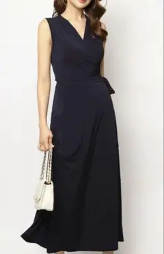 マキシ丈ラップワンピース　ネイビー