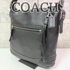 【訳あり】COACH コーチ レザー ワンショルダーバッグ 黒 チャーム付き