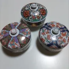 有田焼　錦松梅　蓋付き煮物椀 3柄セット（元箱なし）