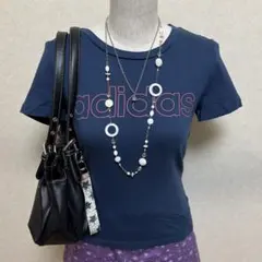 y2k adidas ピチT 紺×ピンク Tシャツ ノームコア 平成ギャル00s