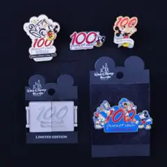 海外ディズニーパーク　ウォルトディズニー生誕100周年　ピンバッジ５個