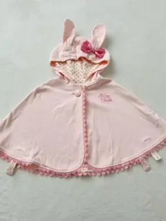 シャーリーテンプル　ウサギ耳付きピンクベビーポンチョ