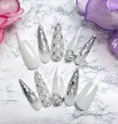 ロングネイルチップ キルティングネイルチップ ギャルネイルチップ 清楚ギャル