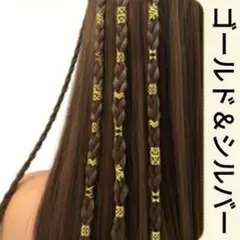 ヘアビーズ ブレイズ ゴールド＆シルバー各 5種合計約50個セットケース付き