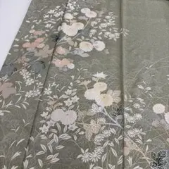 付下げ 箔押しに友禅の上品な染め 紋なし 正絹 AK-7154