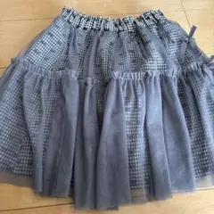 グレー チェック柄 チュールスカート