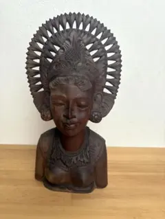 バリ島 木彫り 女性像 胸像 オブジェ インテリア アジアン雑貨 エスニック置物
