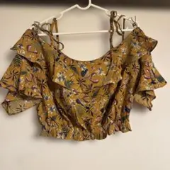 QED LONDON フラワープリント オフショルダー トップス US XS