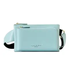 新品 ウエストポーチ ボディバッグ レディース レザー ウエストバッグ ブルー