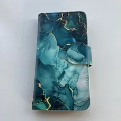 手帳型iPhoneケース（7、8、SE2、SE3用） 青色マーブル