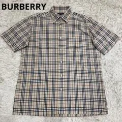 美品✨バーバリー ノバチェック 半袖シャツ ベージュ系 コットン メンズ L