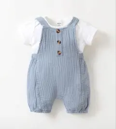 【SHEIN】ボタンフロントオーバーオールロンパース (3-6M)